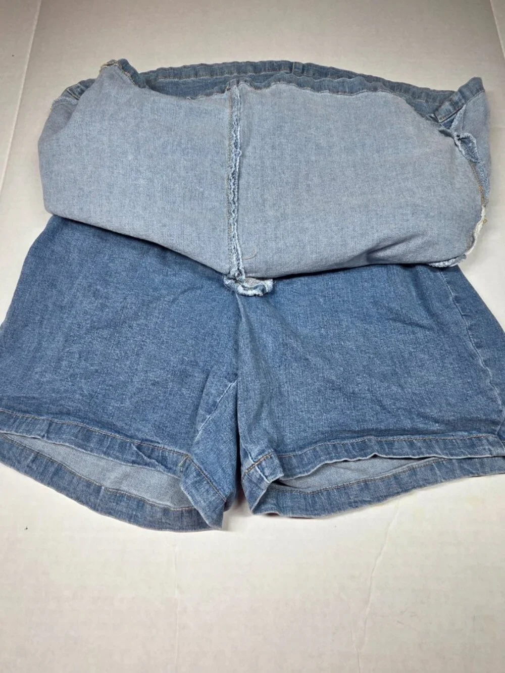 Crazy Horse Womens Mini Skort Petite 12 Blue Denim Stretch‎ Button Zip Vintage